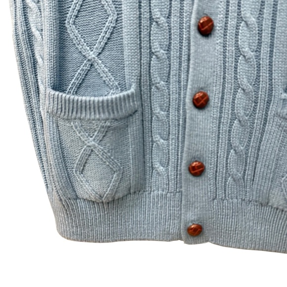 Vintage Towncraft Cable Knit Sweater Vest Grandpa Core Blue Eclectic Men’s XL 🌿 - Picture 4 of 6